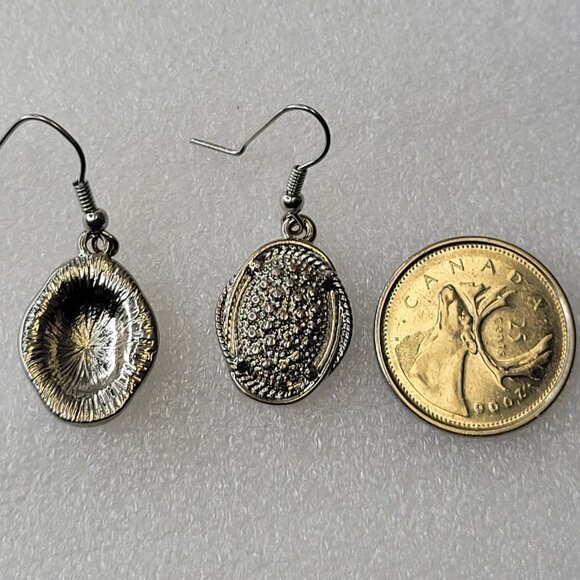 Silver Tone Oval Small Earrings - Picture 9 of 11